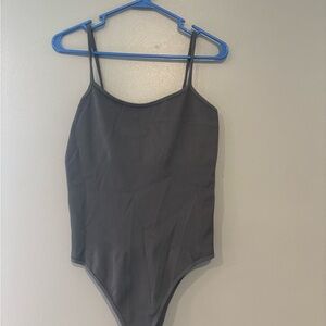 Gray Sleeveless Bodysuit Essential Top
